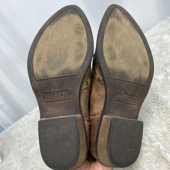 Coconuts by Matisse Womens Brown Faux Leather Pirate Western Studded Boots 7 - Picture 10 of 12